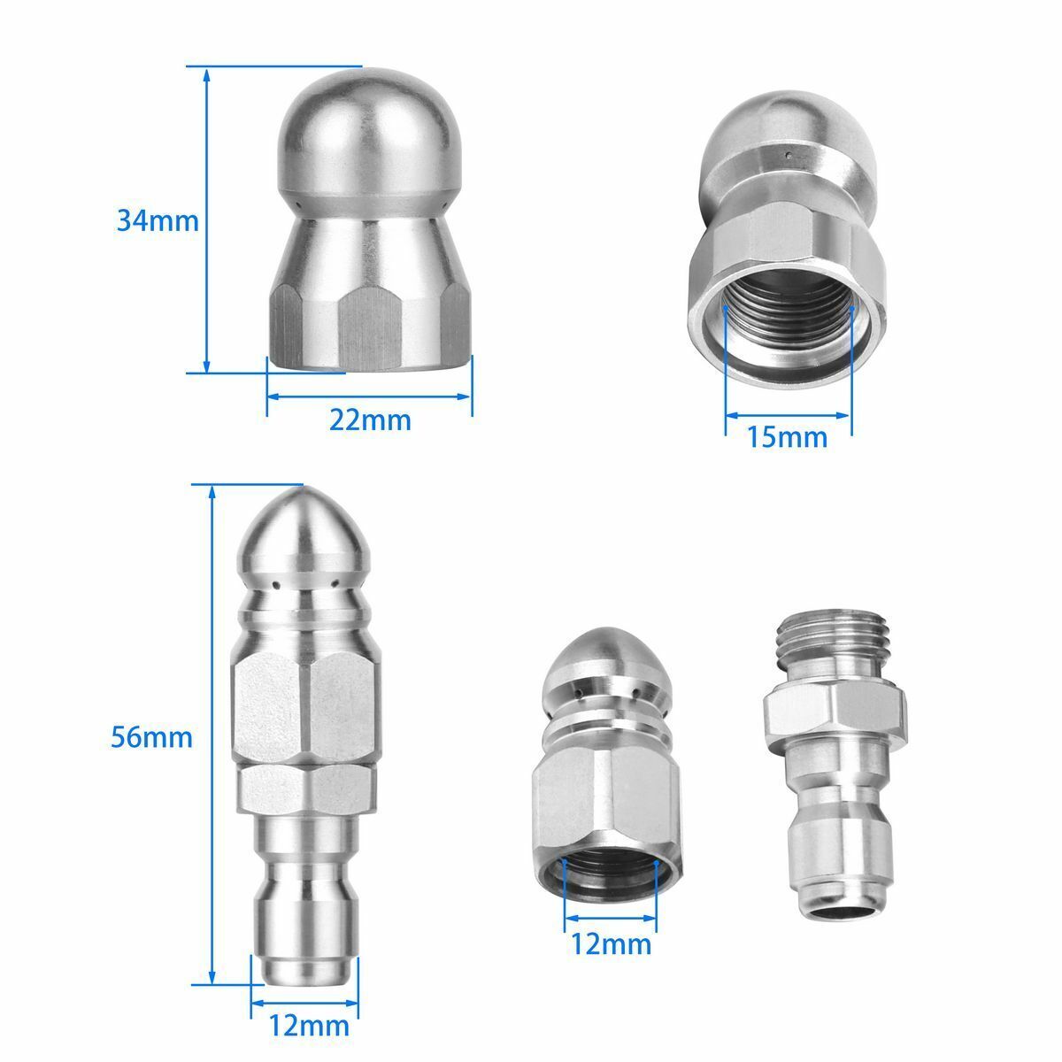 3/8 ” 1/4″ Pressure Washer Drain Sewer Cleaning Pipe Jetter Rotary Nozzle
