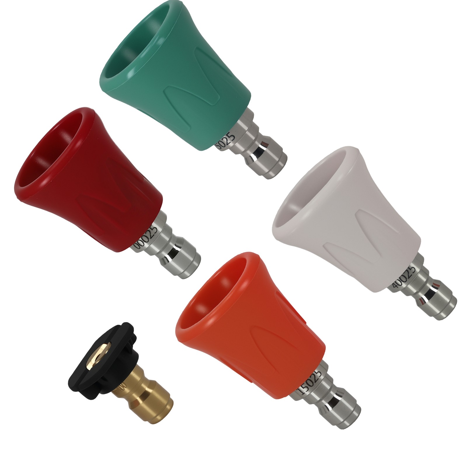 5PC High Pressure Washer Nozzle Set 0-40° Soap Tips 1/4″ QC w/ Guard