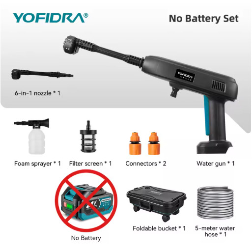 YOFIDRA 100Bar Electric Pressure Washer Spray Gun Bucket for Makita