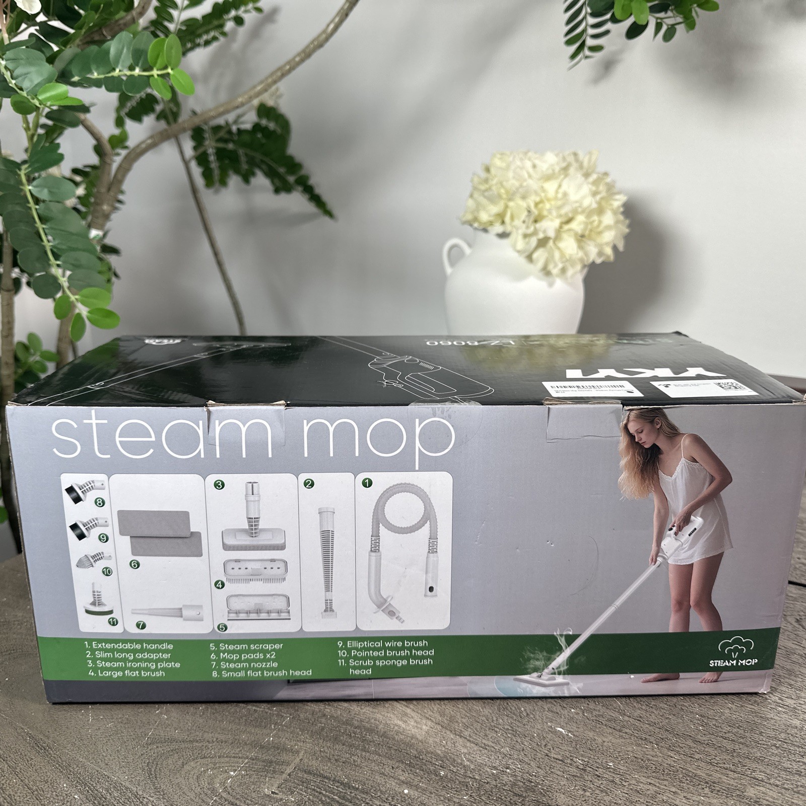 YKYI Steam Mop 30 Speed Level 1200W, 10 in 1 Nozzle 24′, 11 Attachments