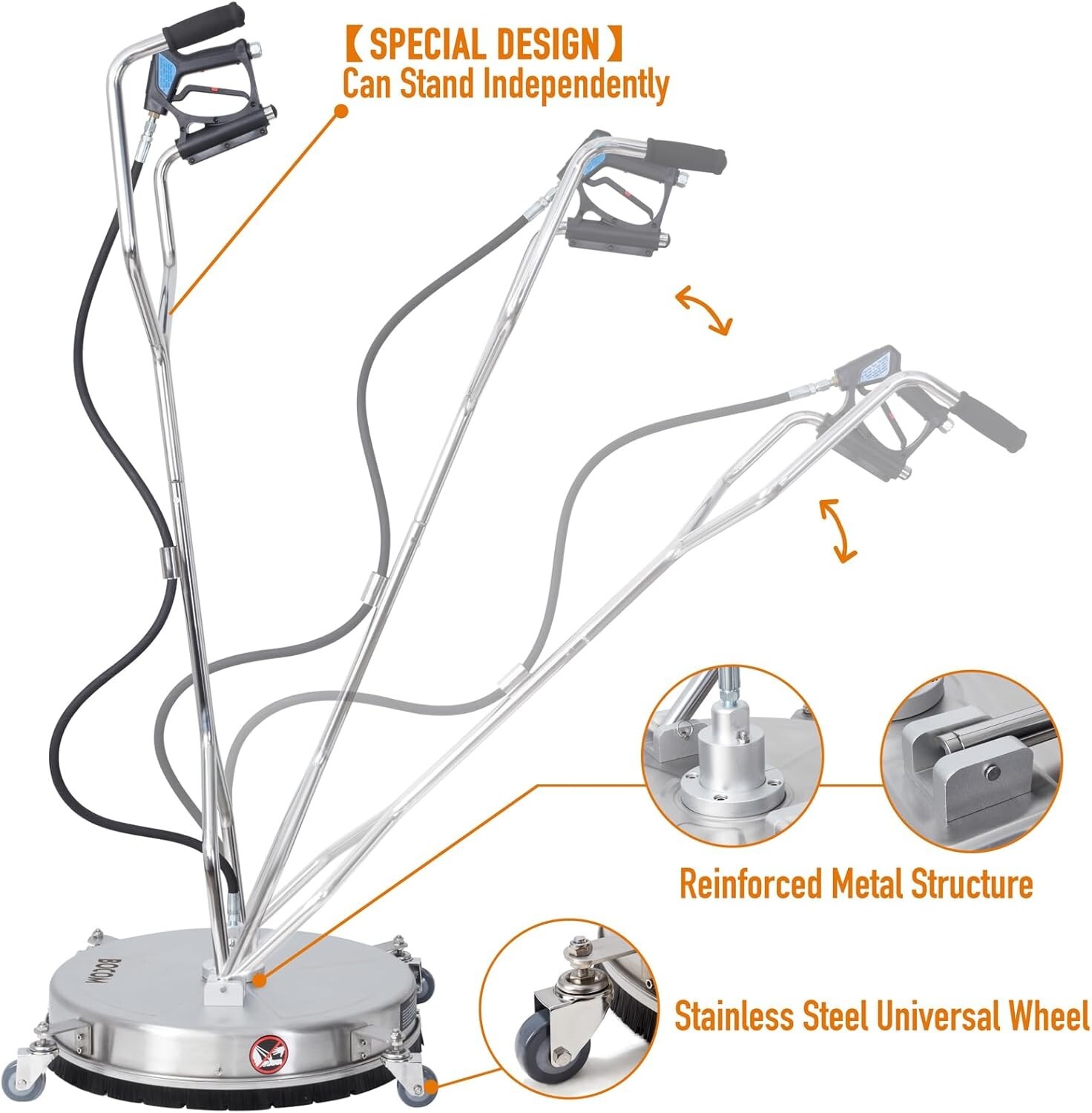 BOCOM 24-Inch Stainless Steel Pressure Washer Surface Cleaner – 4000 PSI Power