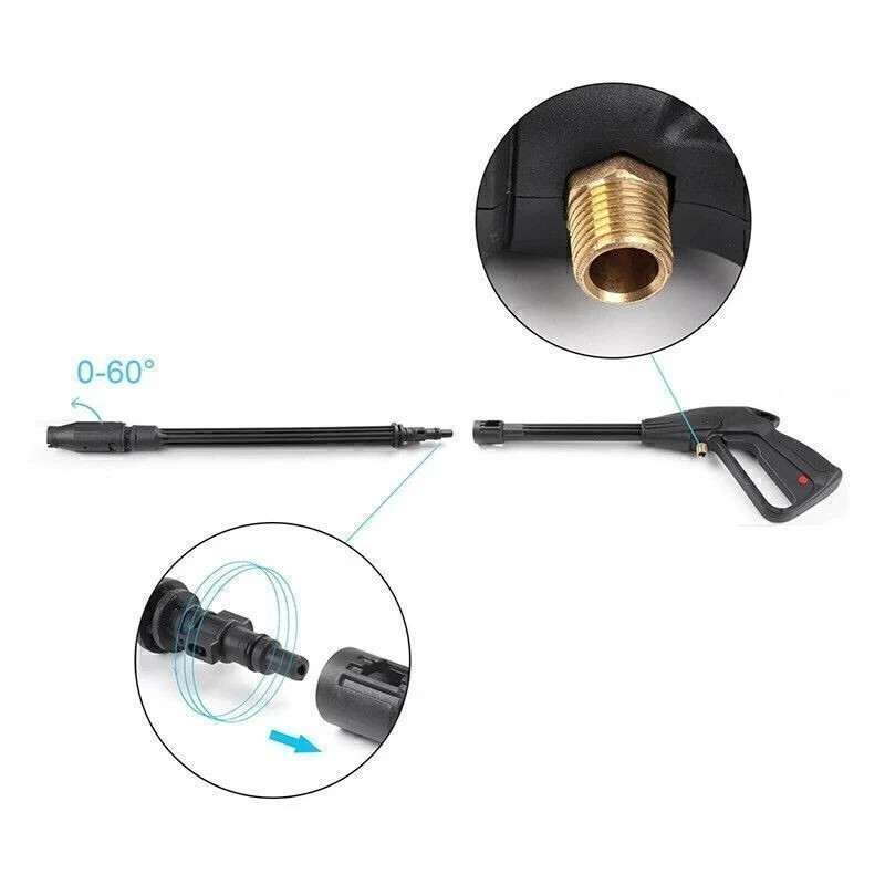 5800PSI High Pressure Car Power Washer Gun Spray Wand Lance Nozzle + Hose Kit