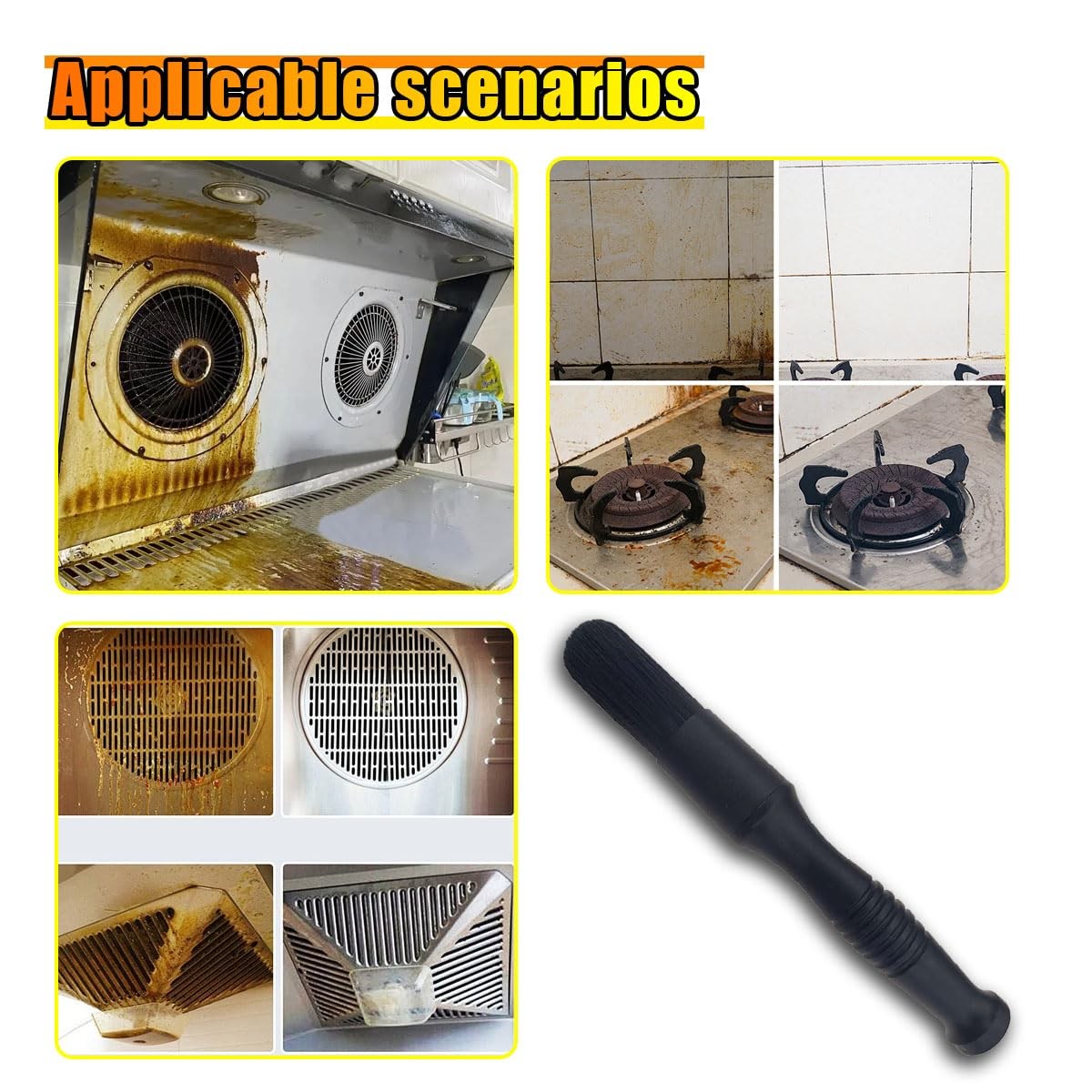 Car Parts Washer Brush, Bullet Head Cleaning Brush for Black