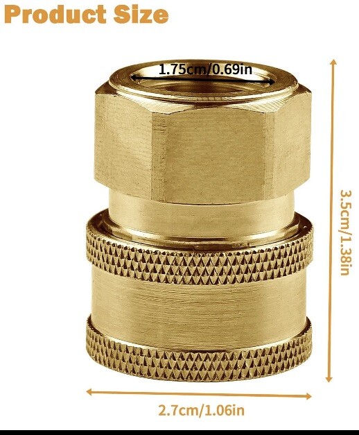 Pressure Washer Couplers Brass Fittings 2 Pack 3/8 Inch Quick Connect To Female