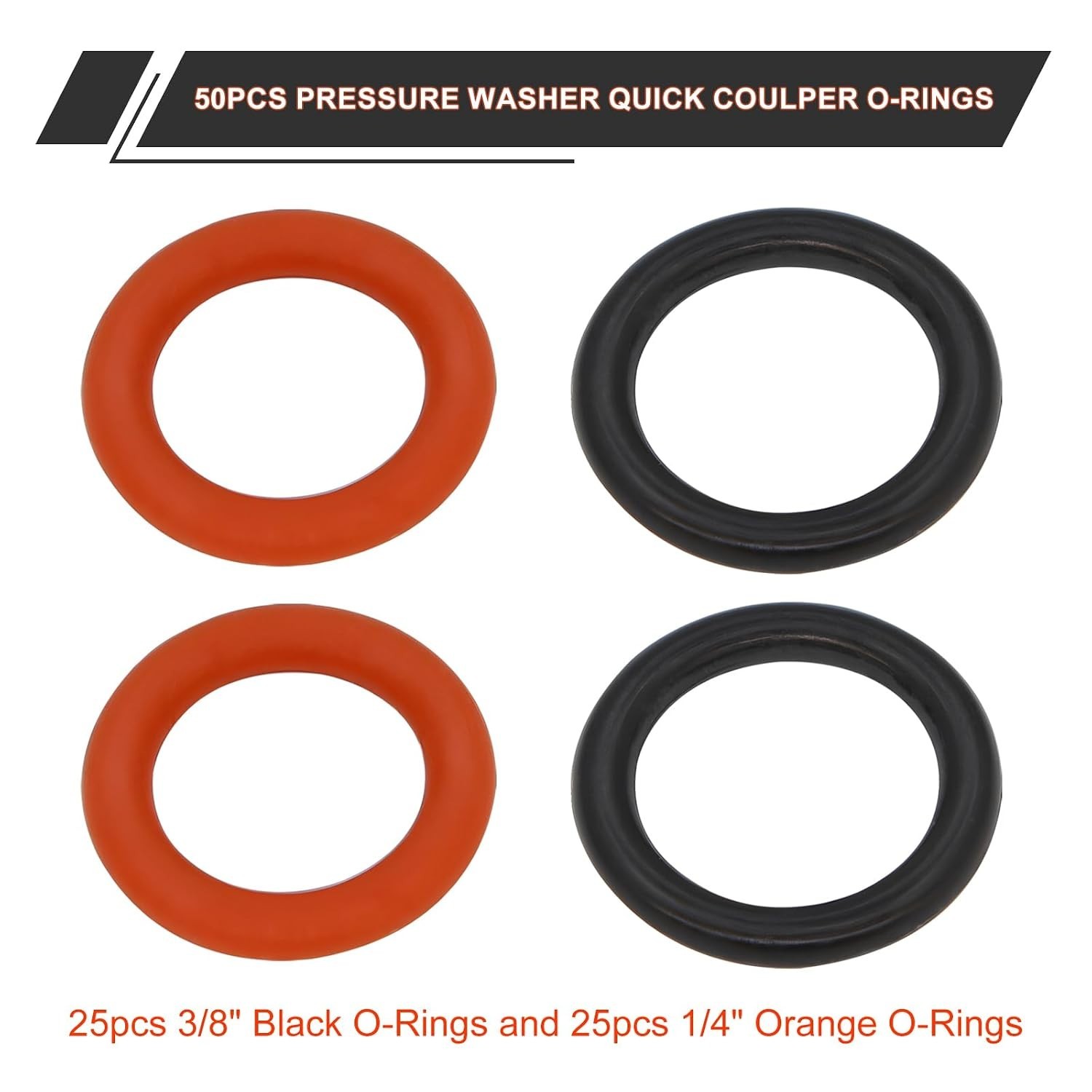 50 Pack /4″ & 3/8″ Pressure Washer Quick Coulper Colored O-Rings,25+25 Pack /…