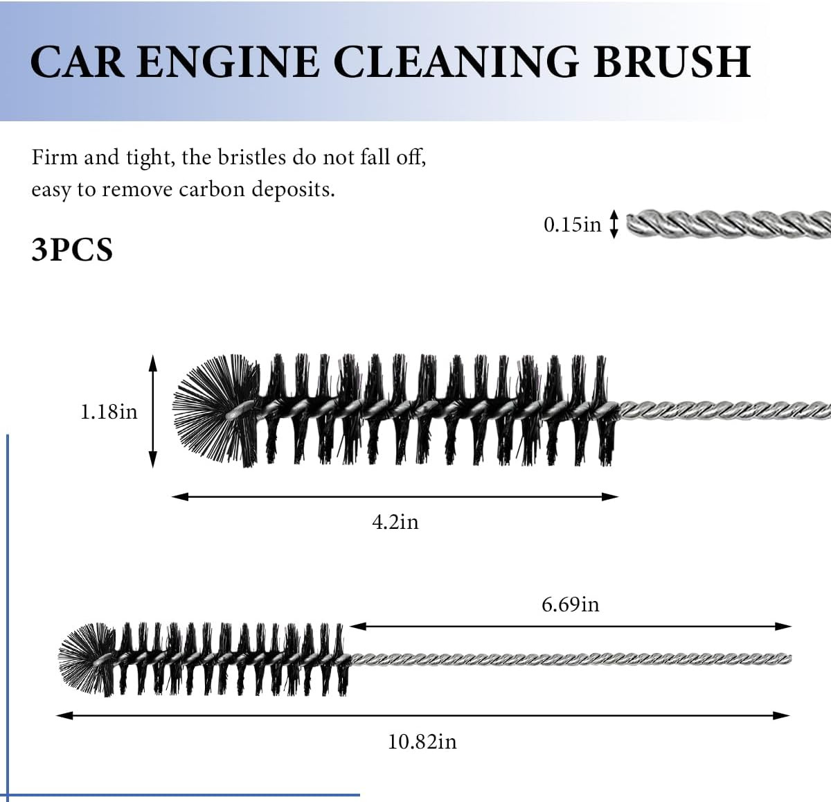 3PCS Carbon Dirt Cleaning Brush, Carburetor Cleaner Density Nylon Tube Brush