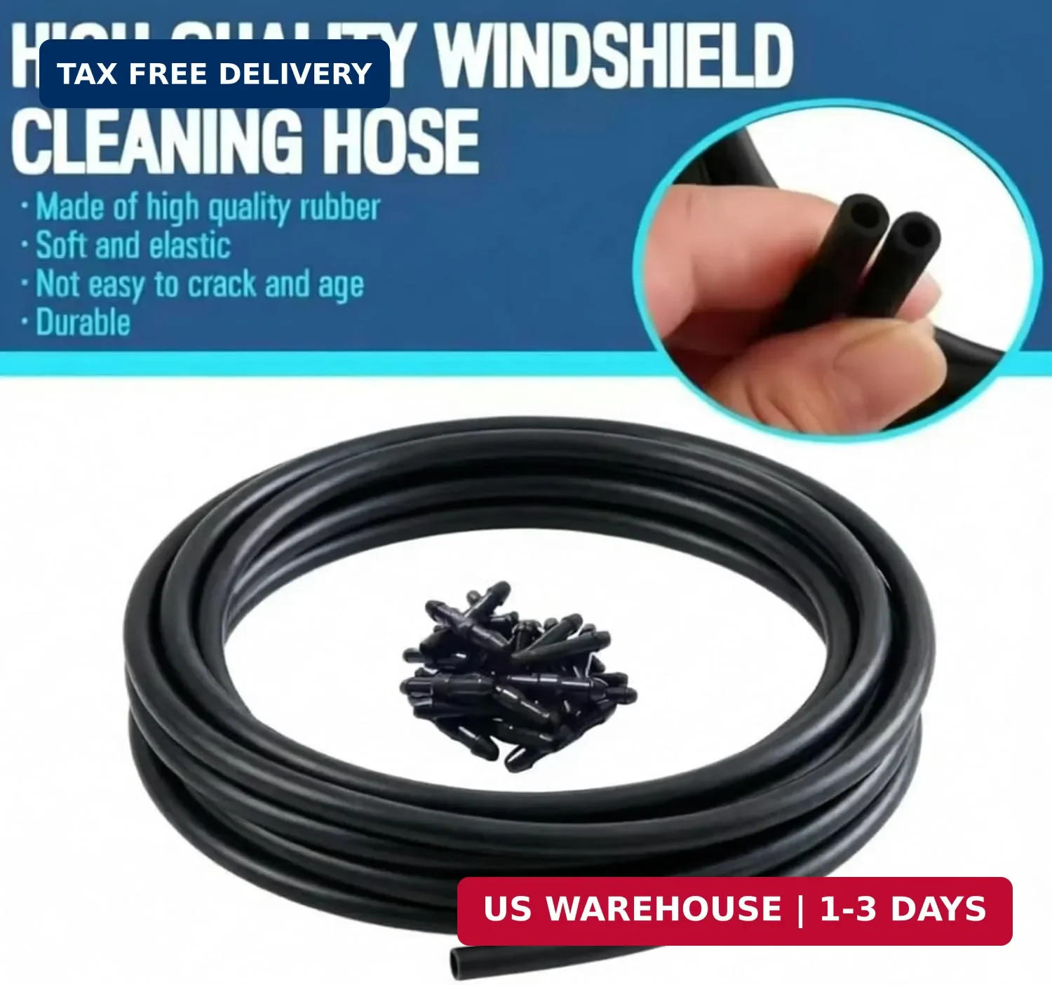 Windshield Washer Hose Kit,4M Rubber Hose with 36 Pcs Leak-Proof Connectors,Fits