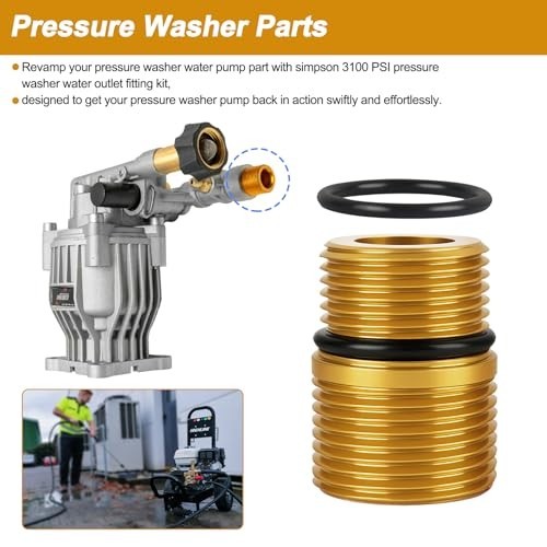 Pressure Washer Fitting M20 Male to M22 Male Brass Gold 3100 PSI Pump Adapter