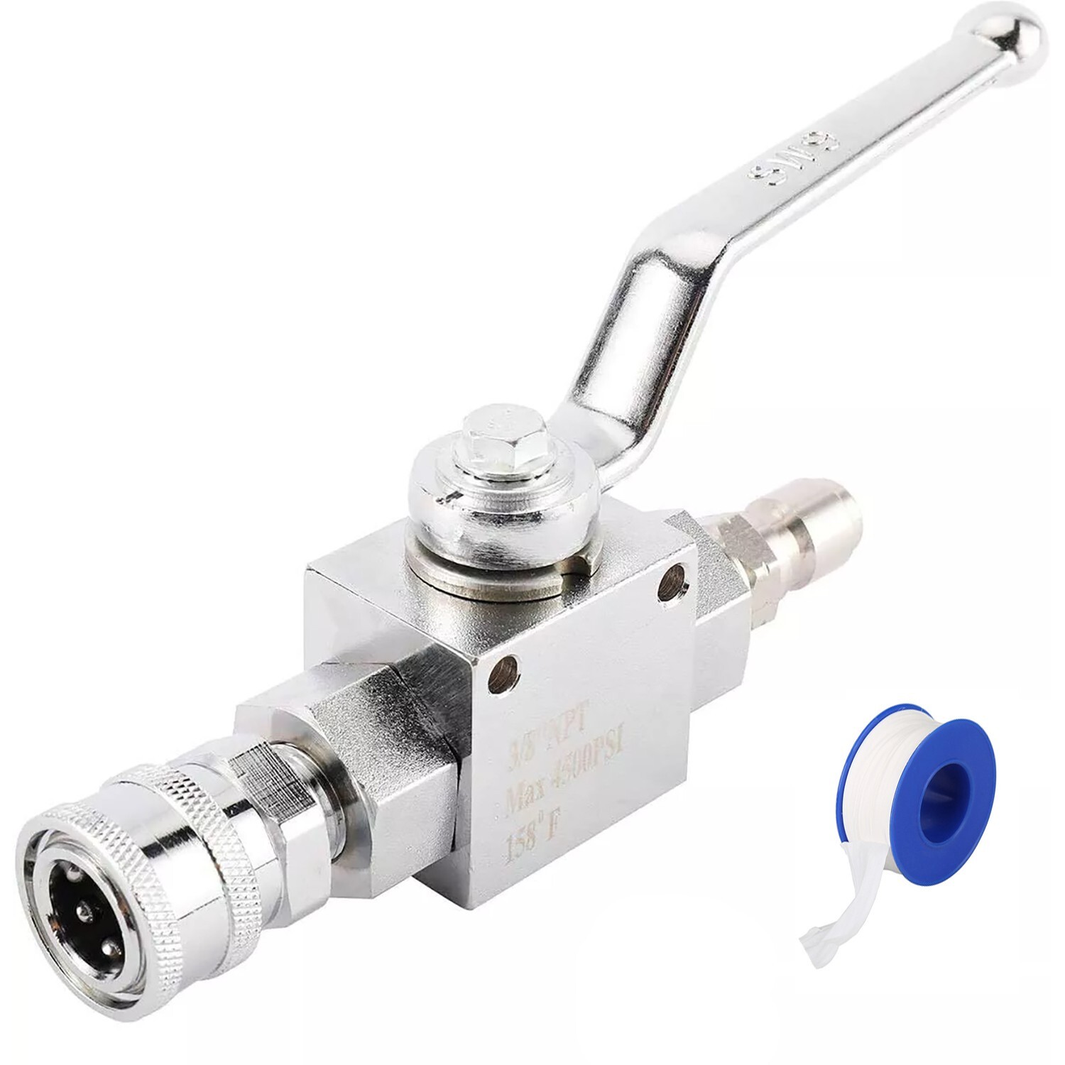 4350 PSI High Pressure Washer Ball Valve Kit with Adapters 3/8″ Quick Disconnect
