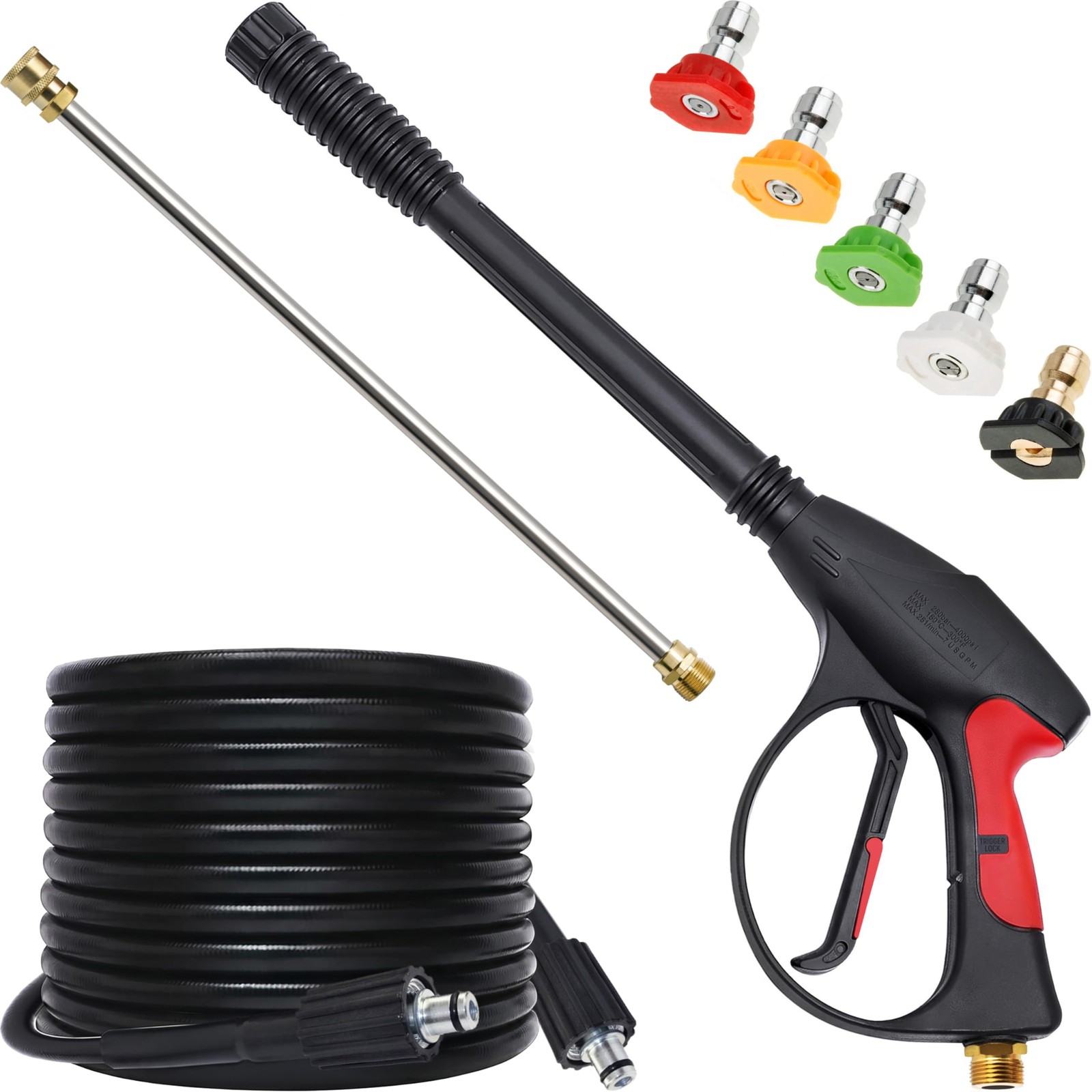 Best Pressure Washer Gun, 3000 PSI Max Power Wand with 26.2 ft Hose, M22-14 mm
