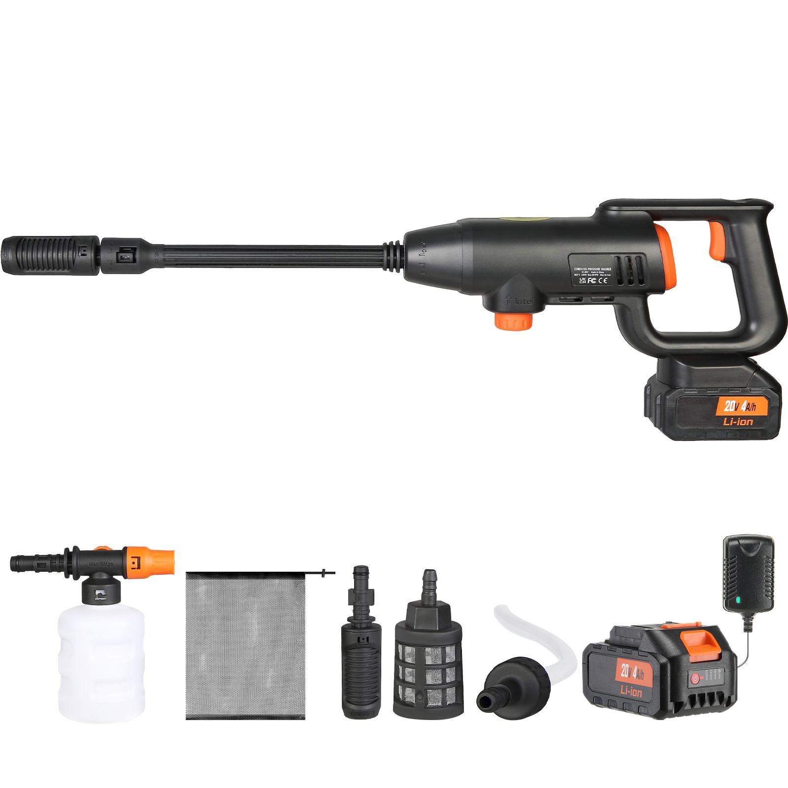 Cordless 580PSI 1.1GPM Pressure Washer 4.2lb 4.0Ah 6-in-1