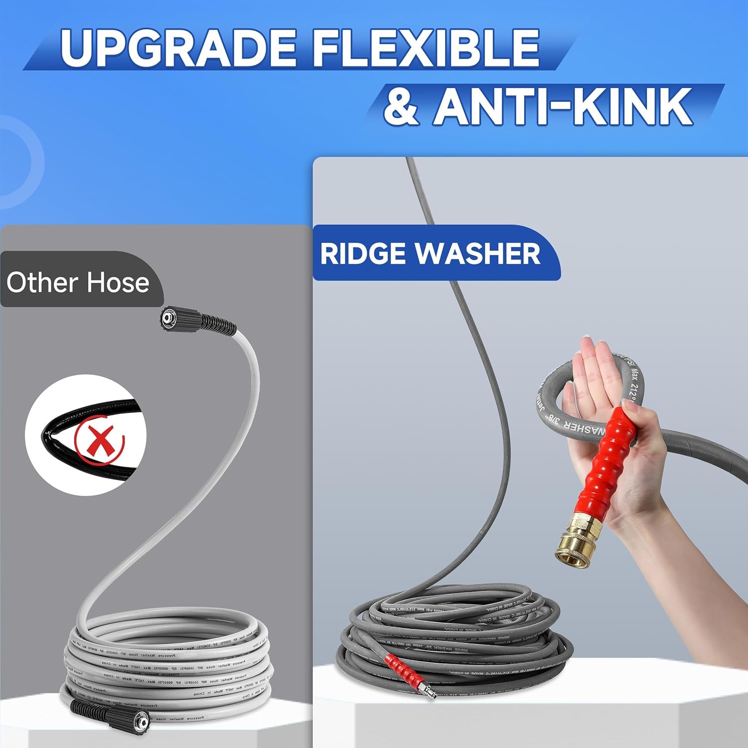 100ft x 3/8in Pressure Washer Hose 4000 PSI Gray