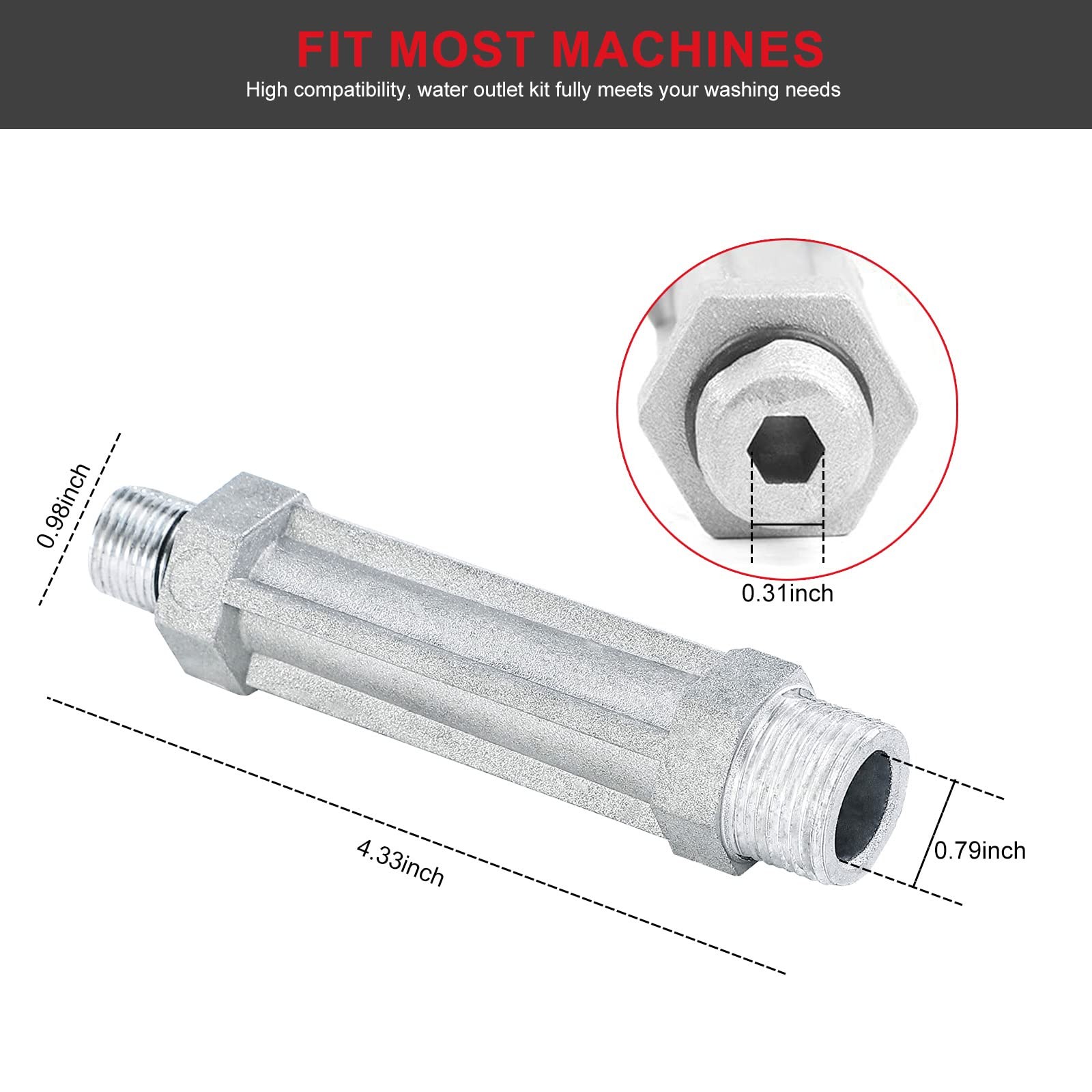 Outlet Tube Replacement for Craftsman Pressure Washer, 6 Inch, Durable Metal