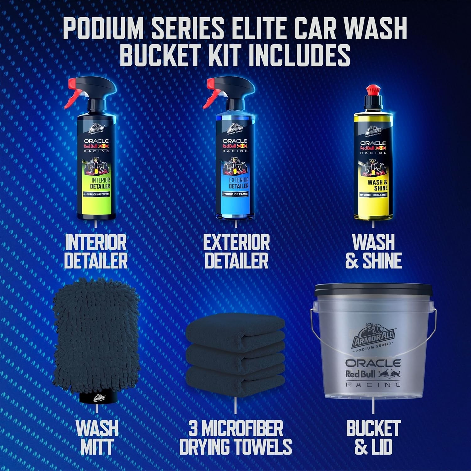Car Detailing Kit 9-Piece Wash Bucket Microfiber Towels Soap Spray