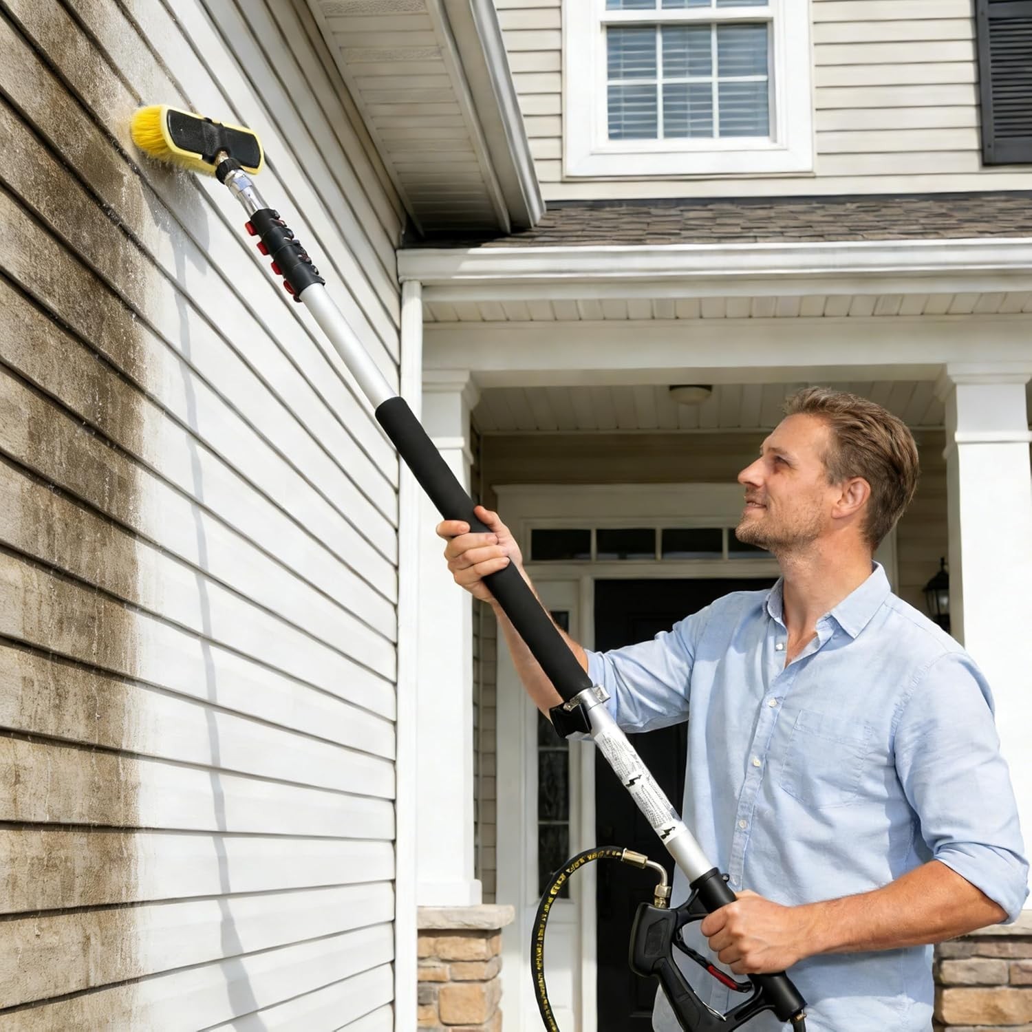 24 FT Telescoping Pressure Washer Wand with Pressure Washer Extension Wand, B…