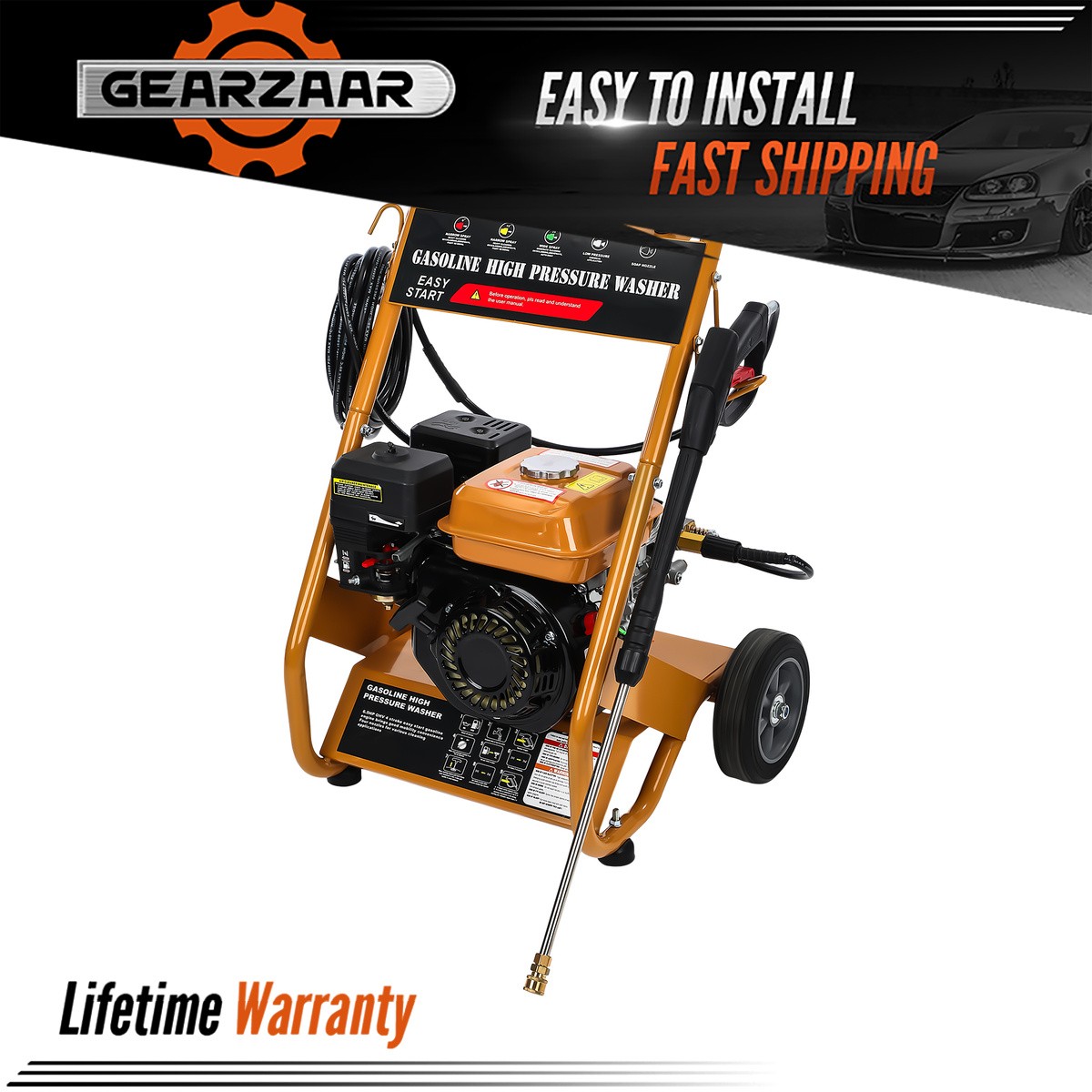 Gas Pressure Washer Gas Powered Washer 4-Stroke 6.5HP Quick Connect 3950 PSI
