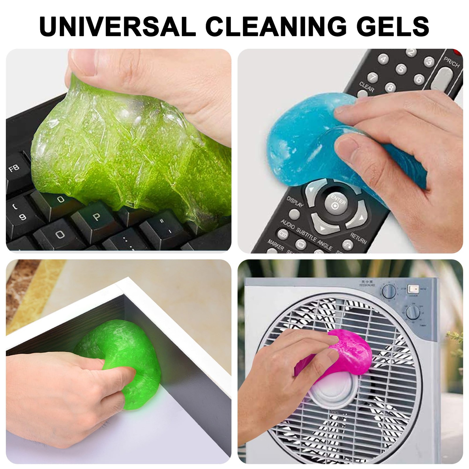 Car Cleaning Gels 4-Pack, 4 Count (Pack of 1), Blue,Yellow,Green,Pink