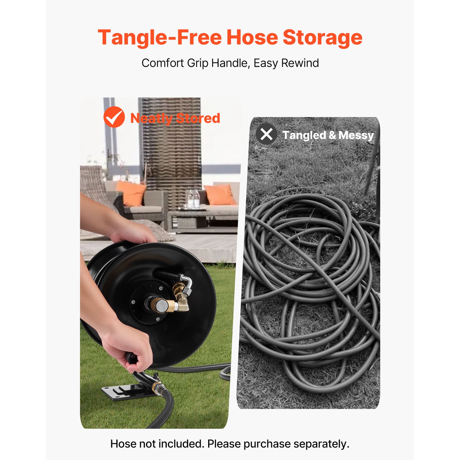 Uimoso Pressure Washer Hose Reel 50 ft x 3/8 inch Steel Mount 4000 PSI