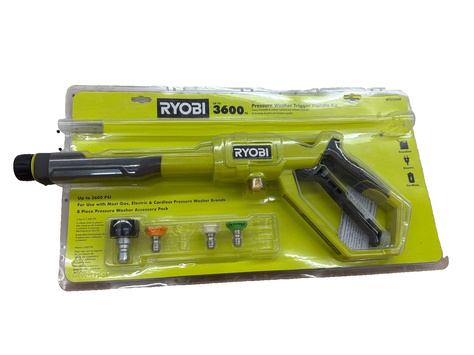 RYOBI Pressure Washer Trigger Handle Kit, Quick-Connect Adaptors, 3600 PSI