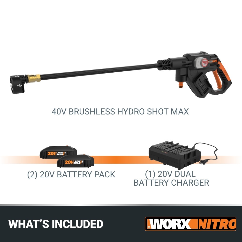 Worx Nitro WP657 40V PowerShare Hydroshot 800 Max PSI Portable Power Cleaner-OB