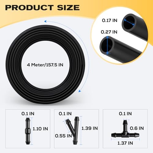 Windshield Washer Hose Kit – 4M Flexible Durable Rubber Fluid Tubing & Tubing