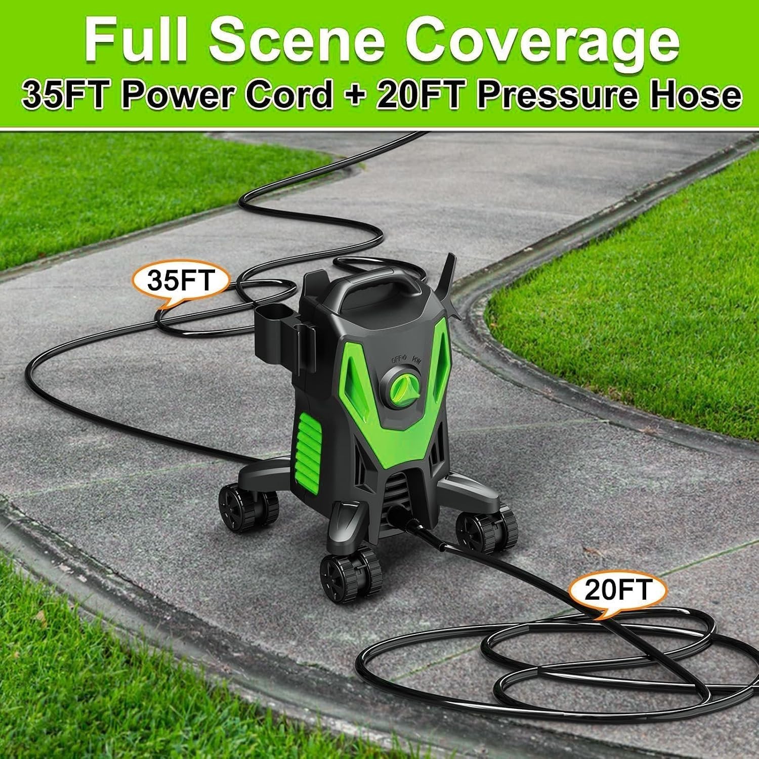 Eco-Friendly 5000 PSI Pressure Washer with 4 Quick Connect Nozzles & Foam Cannon