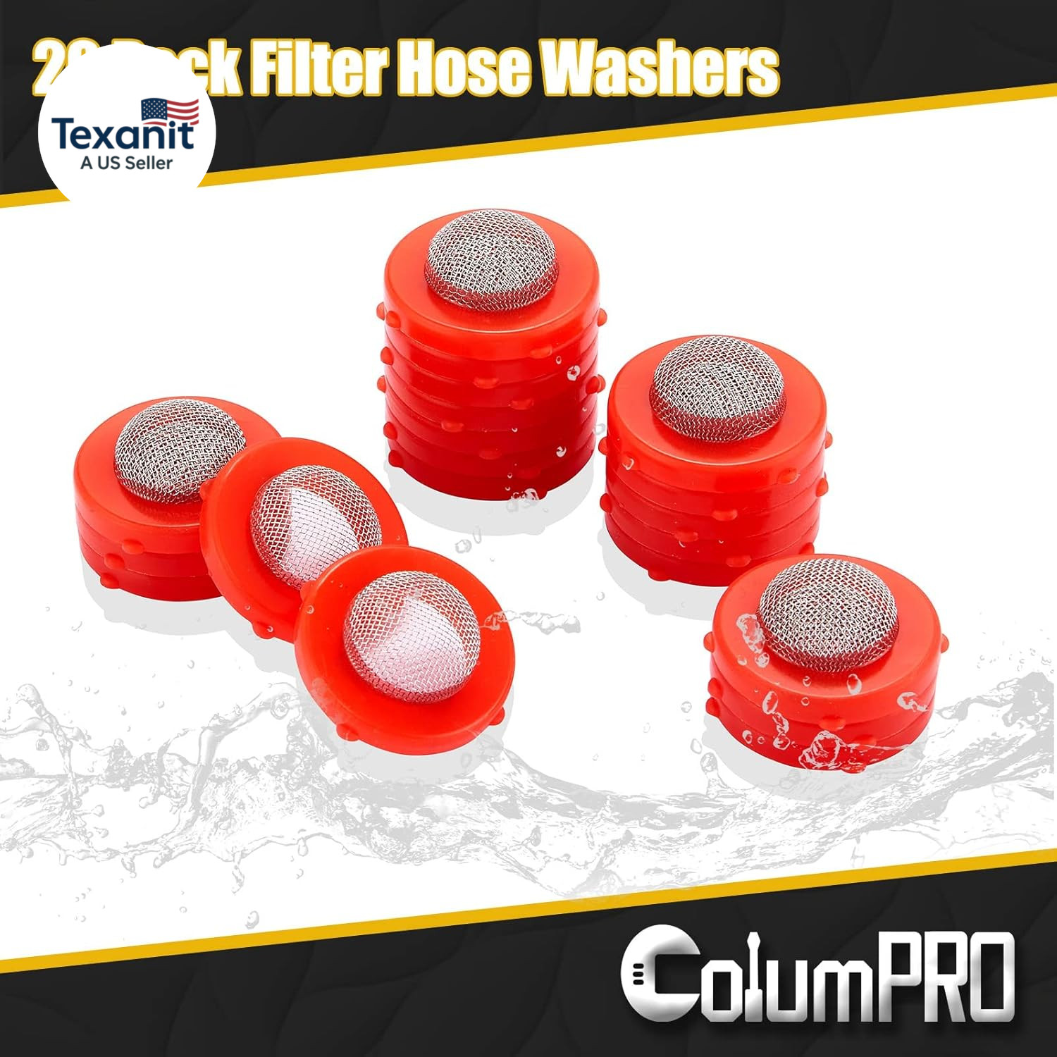 20 Pieces Stainless Steel Hose Coupling Filter Silicone Washers, Silicone Washer