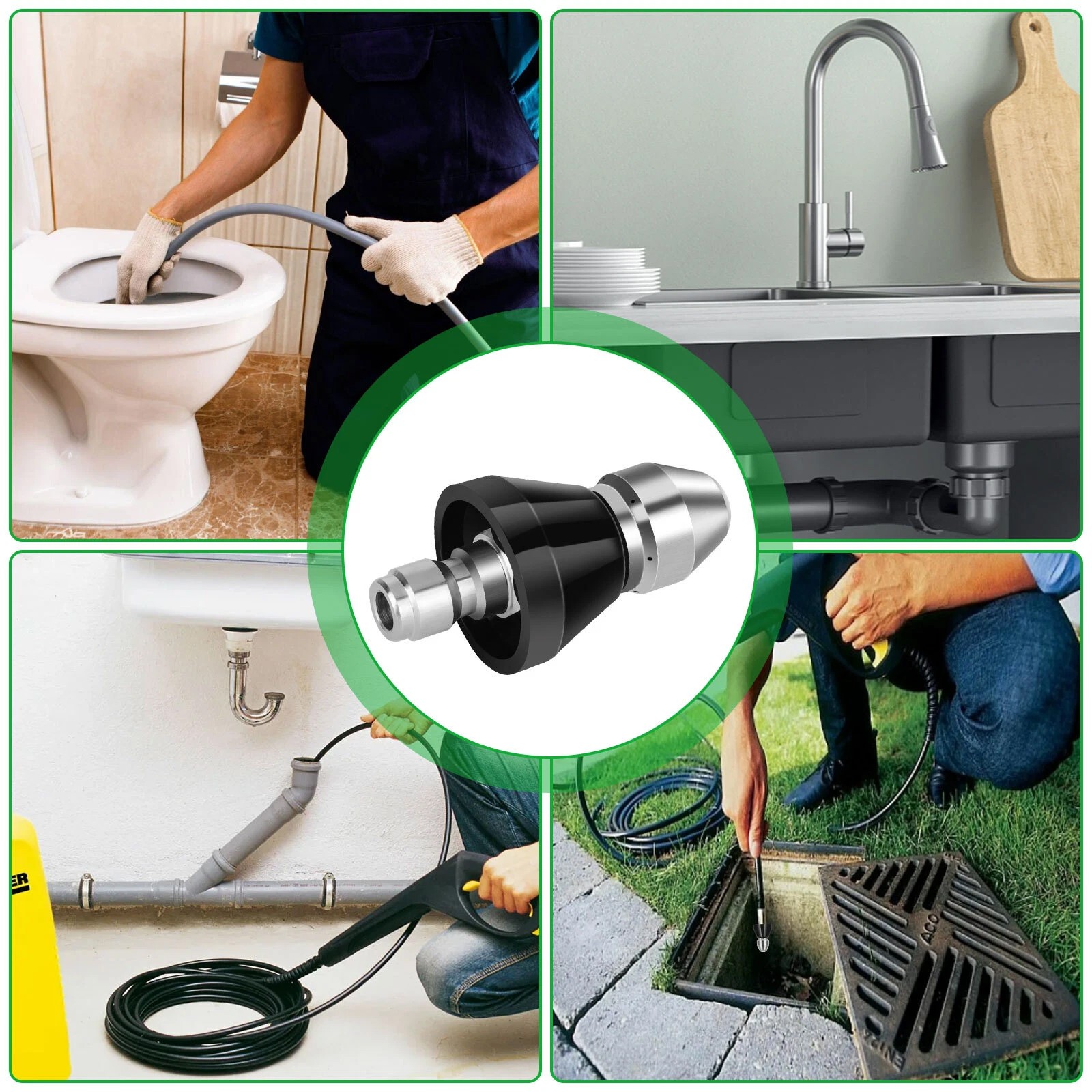 1pc 1/4 High-Pressure Drain Nozzle Sewer Pipe Cleaner Pressure Washer Tools USA