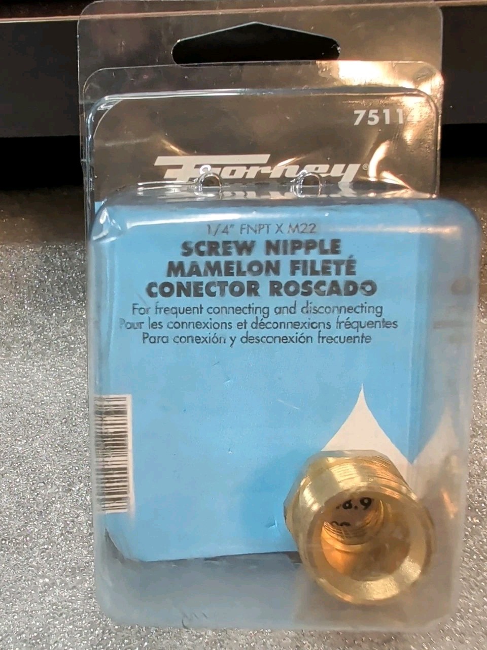 M22F X 1/4 IN QUICK COUPLER PLUG Part 75123 FORNEY M22 X 1/4″ BRASS NIPPLE