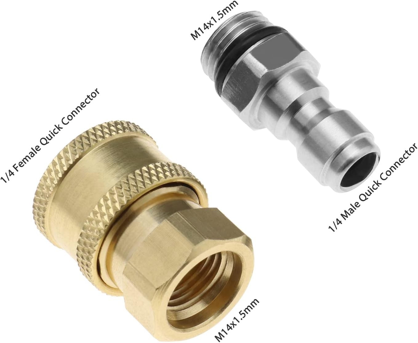 Set of 2 Pressure Washer Adapter 1/4 Inch Quick Connector to M14 Thread Fitti…
