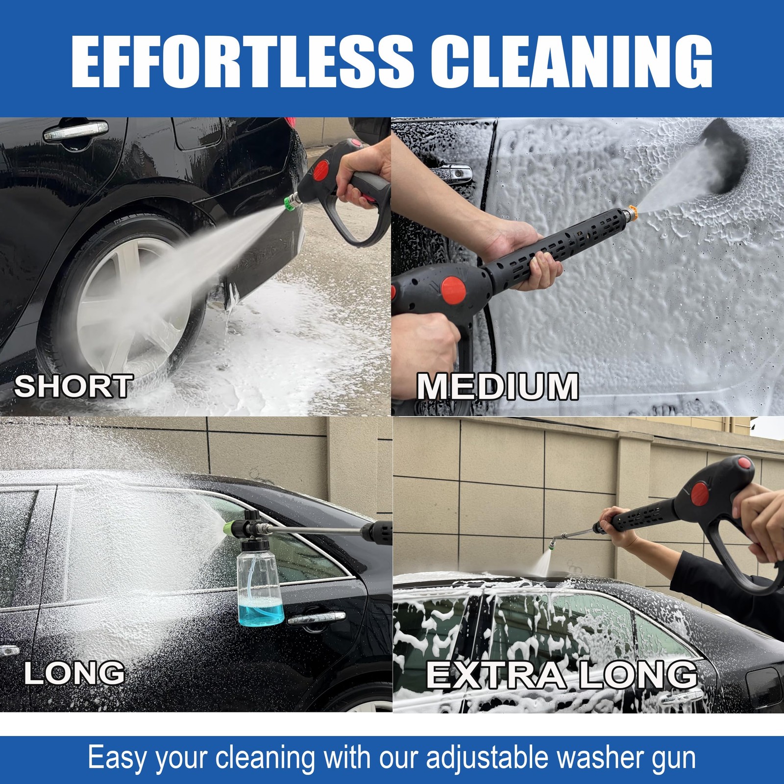 High Pressure Washer Gun, Extension Wands and 30 Degree Curved Rod for Hard-t…
