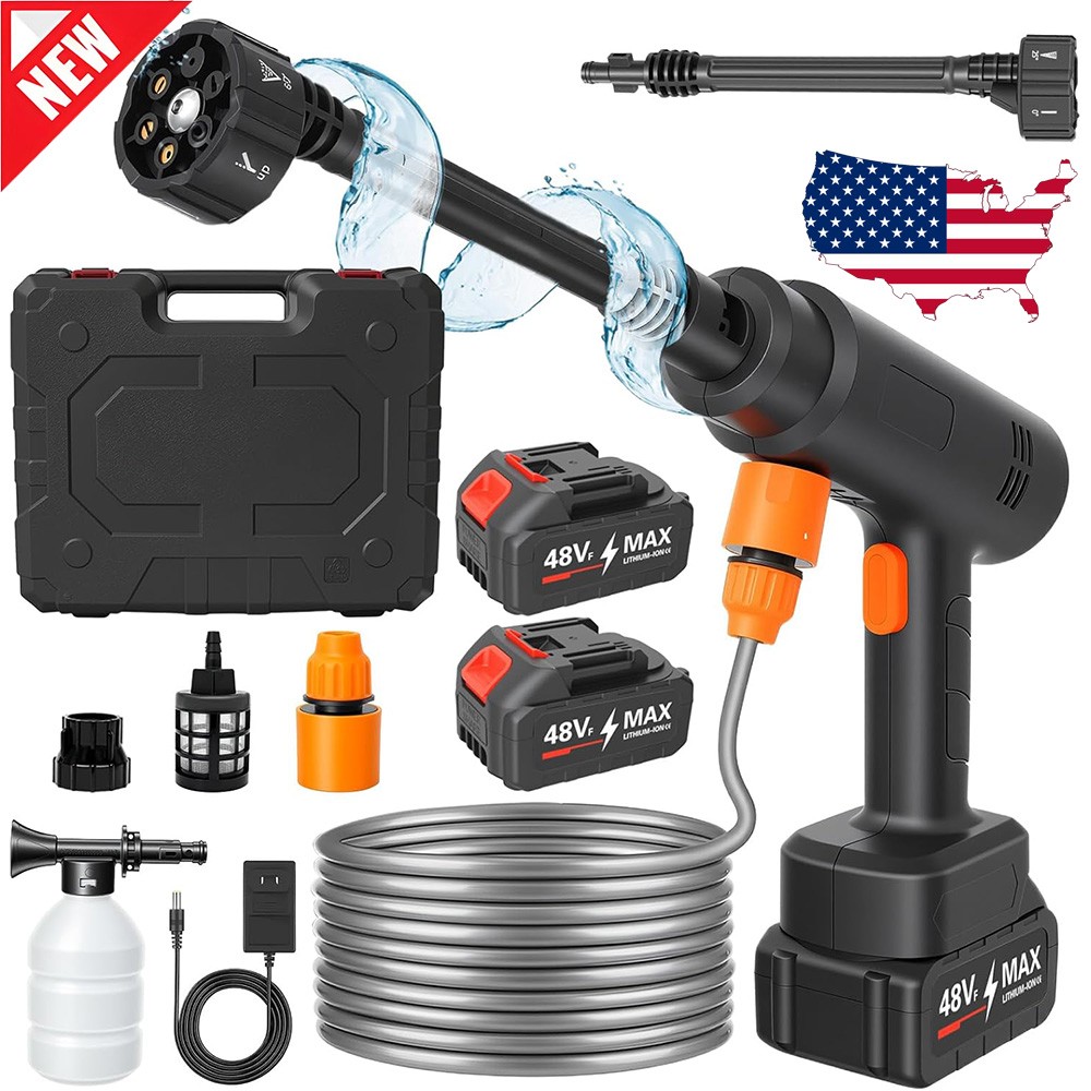 Portable Cordless Electric High Pressure Water Spray Gun Car Washer Cleaner Tool