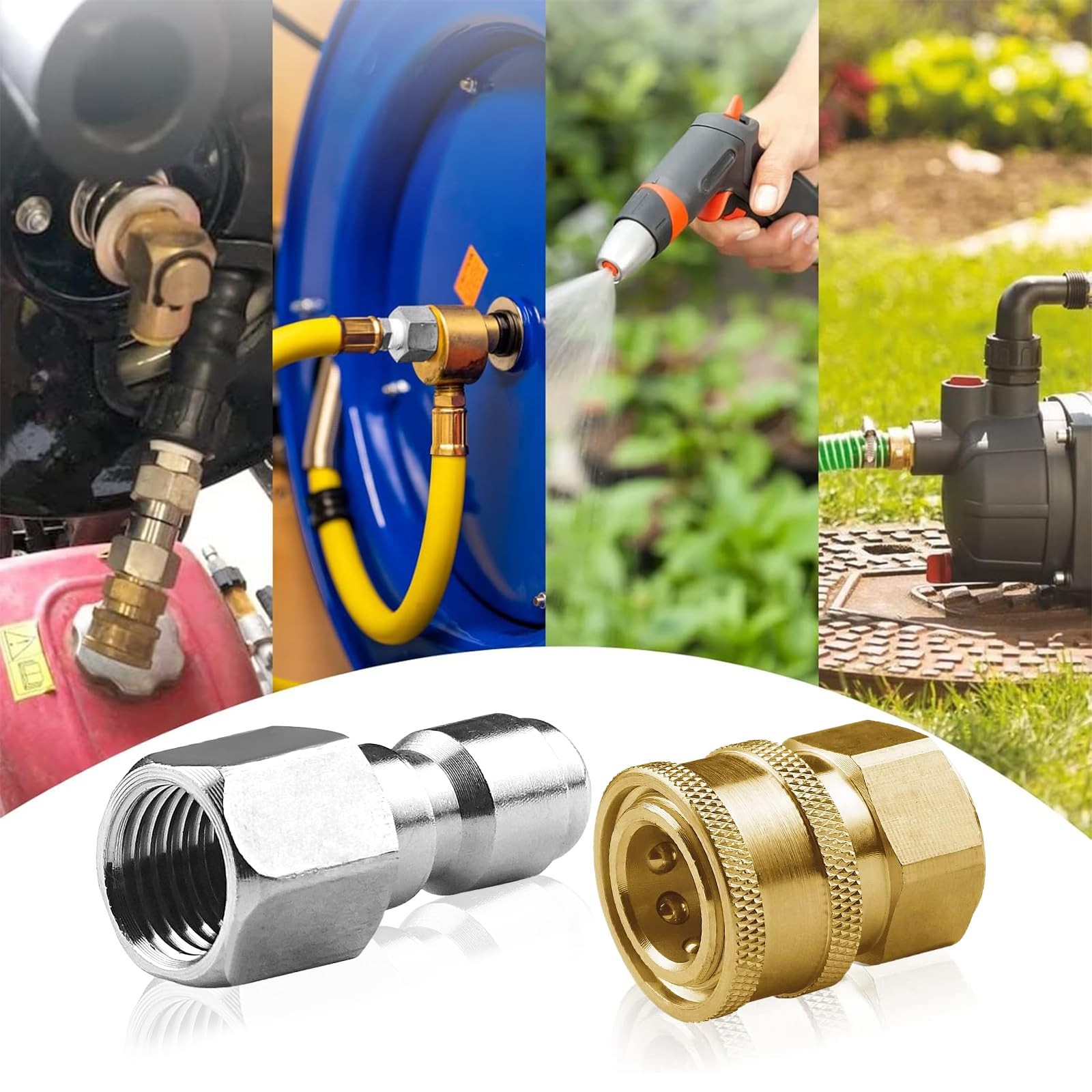 8 Pack NPT 3/8 Inch Stainless Steel Pressure Washer Quick Connect Fittings