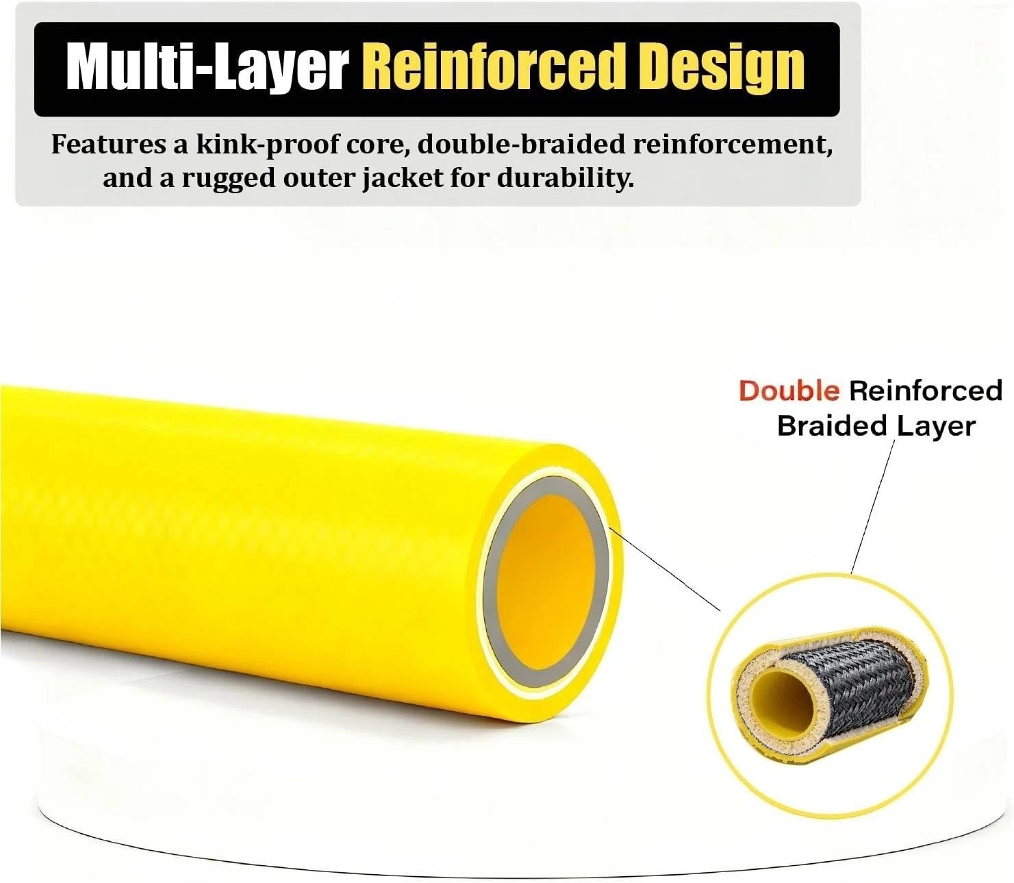 50FT Yellow Pressure Washer Hose – 4200 PSI with Quick-Connect Fittings