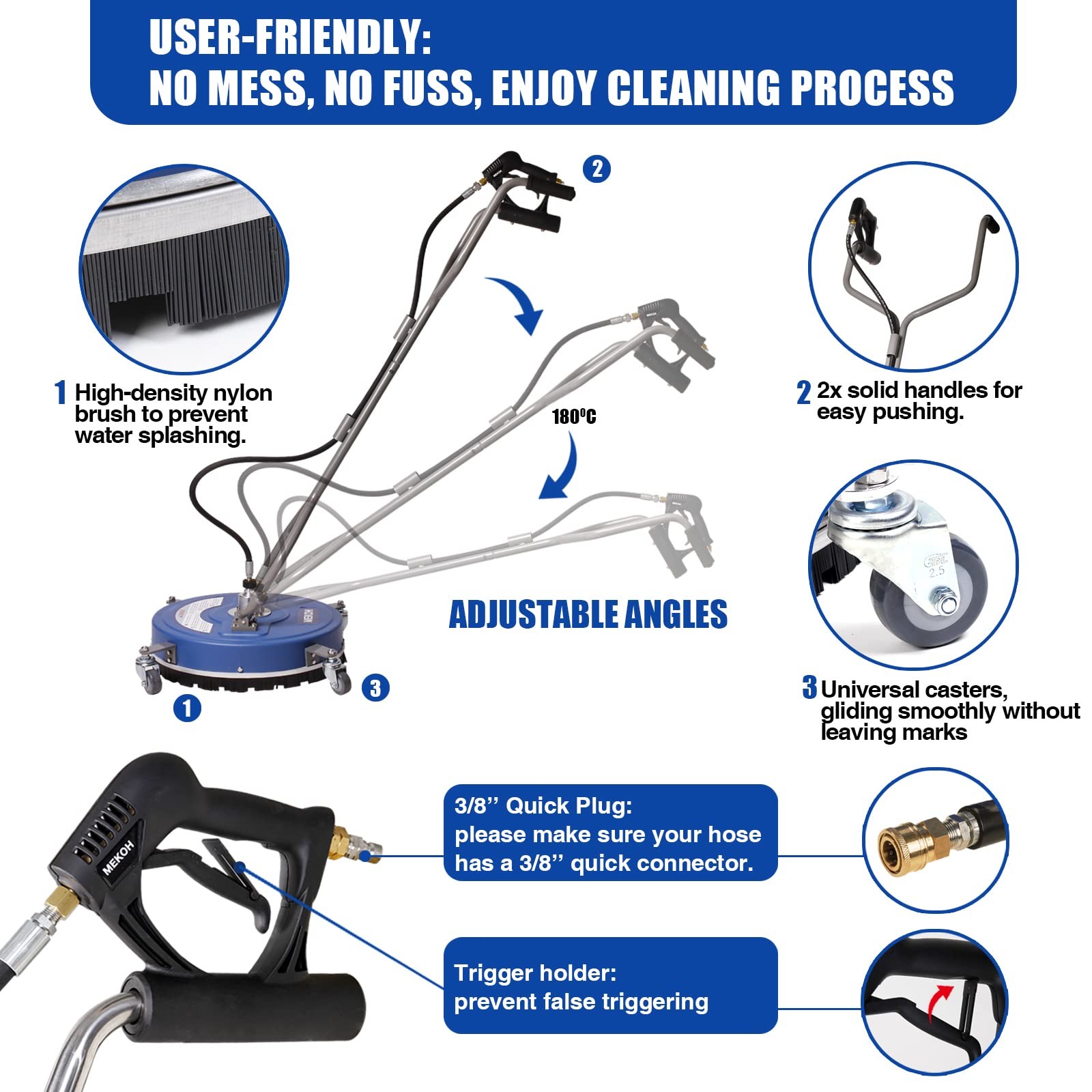Pressure Washer Surface Cleaner 20”, 4500PSI Power Washer Surface Cleaner At…