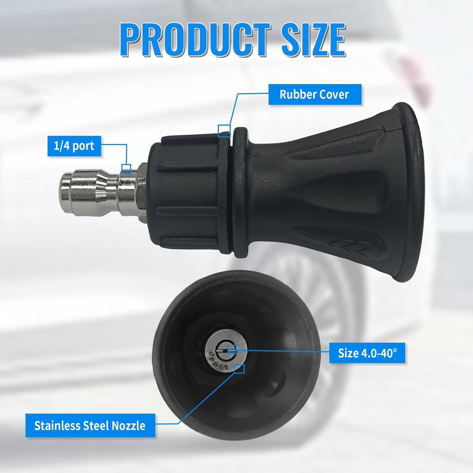 1 PC 40-Degree Pressure Washer Nozzle Tip with Guard 4.0 Orifice 1/4″ QC