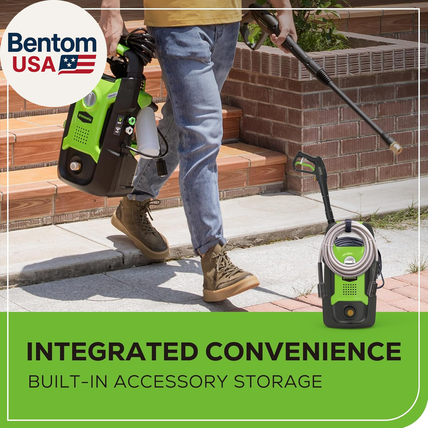 Compact Electric Pressure Washer, 1.2 GPM (CSA Certified, Lightweight, 20 FT Tan