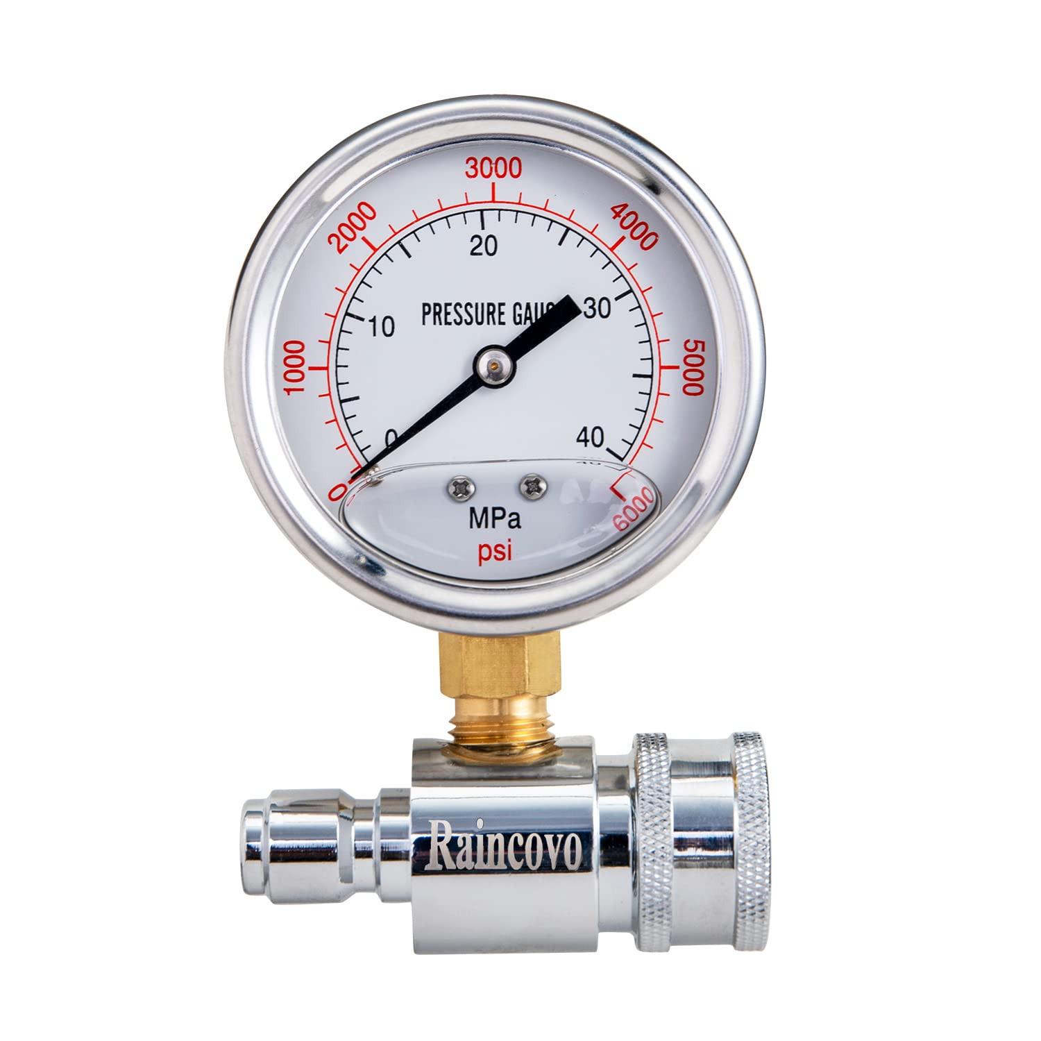 Pressure Washer Gauge, 6000 PSI, 3/8 Inch Quick Connect, Pressure Gauge for Powe