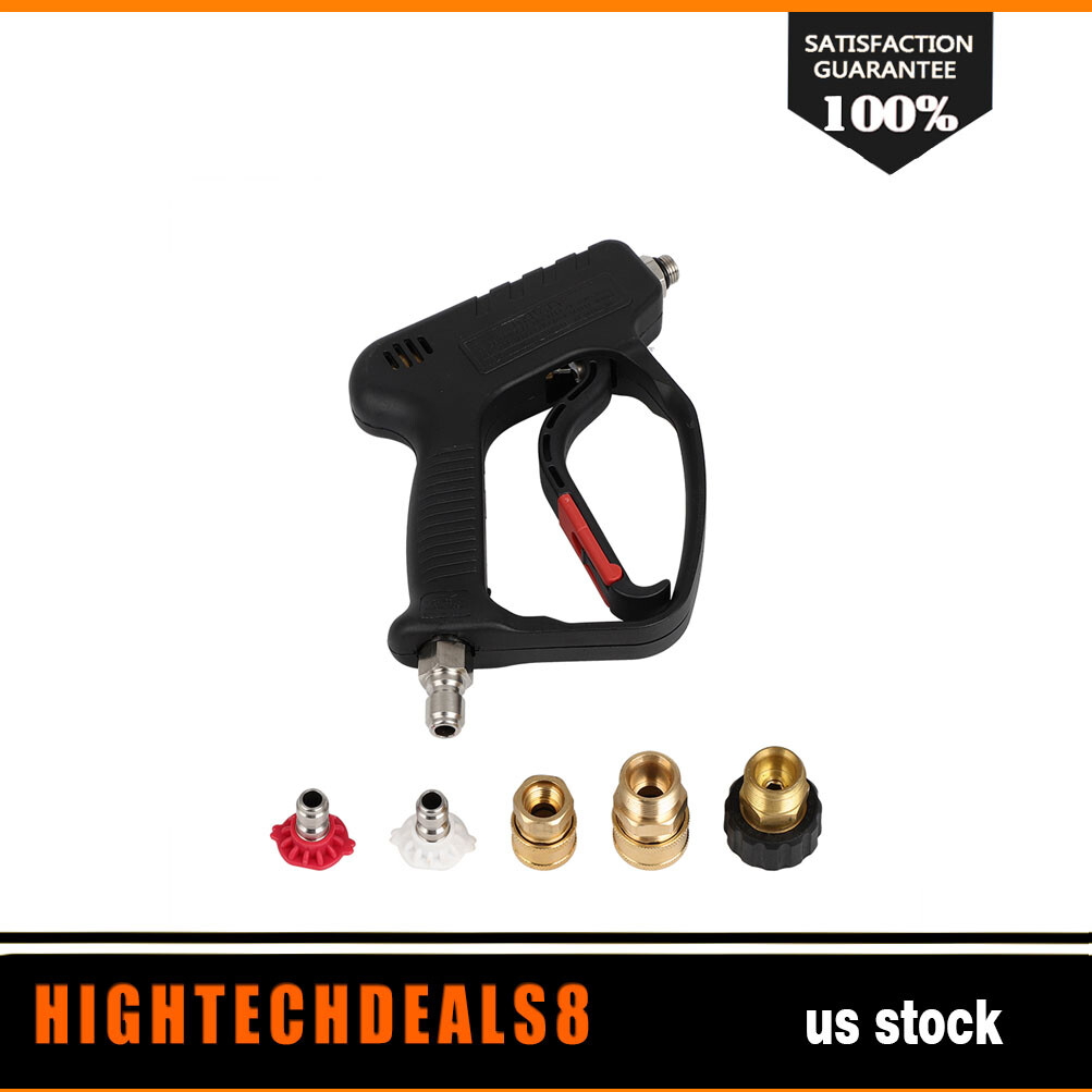 High Pressure Washer Gun 5000PSI Wash Foam Spray Short Wand w/5 Nozzle 3/8″ Male