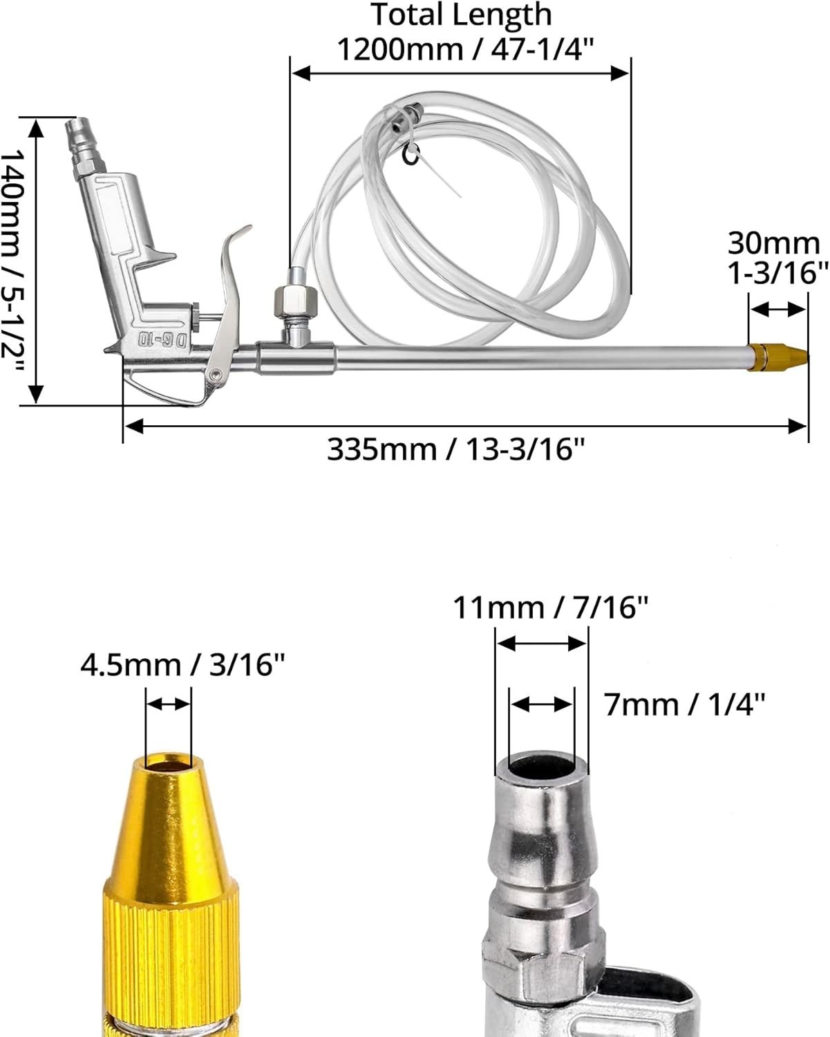 QWORK Spray Gun, Aluminum Pneumatic Syphon Air Engine Cleaning Washer Gun Kit