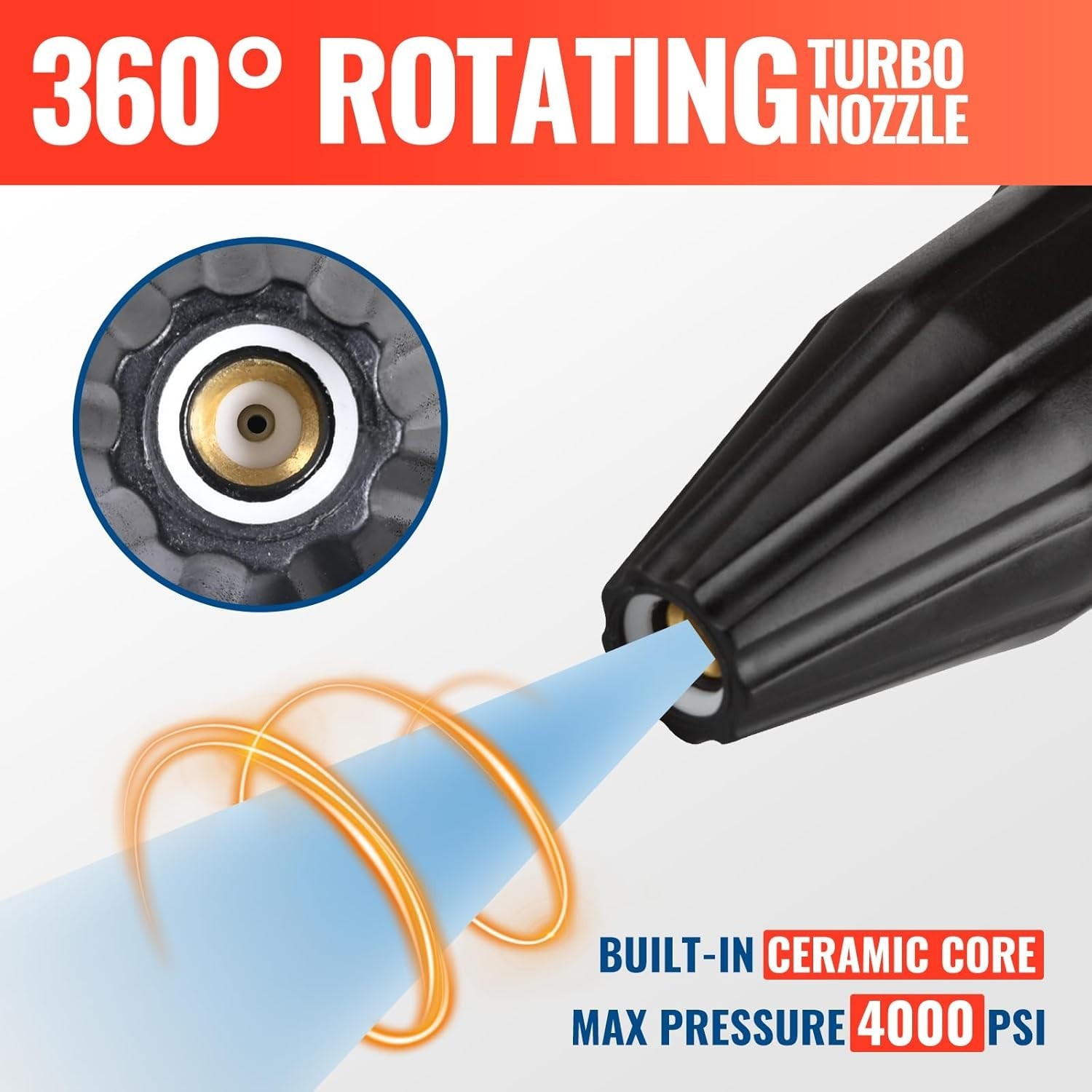 Turbo Pressure Washer Nozzle – 4.0 GPM, 360° Spray for Superior Cleaning