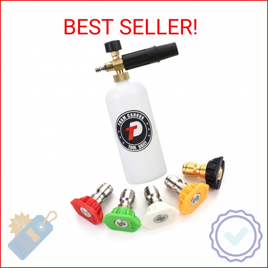 Tool Daily Foam Cannon with 1/4 Inch Quick Connector, 1 Liter, 5 Pressure Washer