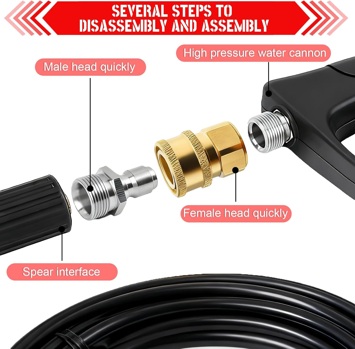 Pressure Washer Couplers Brass Fittings, 2 Pack 3/8 Inch Quick Connect to Female