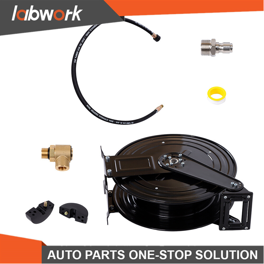 3/8″ X 50 FT Auto-Retractable High Pressure Washer Hose Reel For Water/Air/Oil