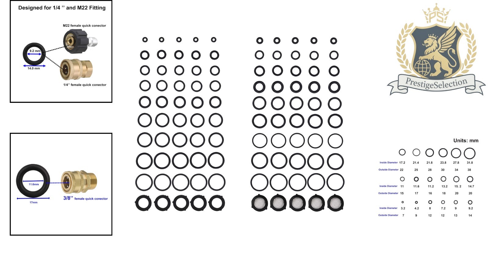 High-Quality Pressure Washer O Rings Kit with 5 Hose Washers – 100 Pieces