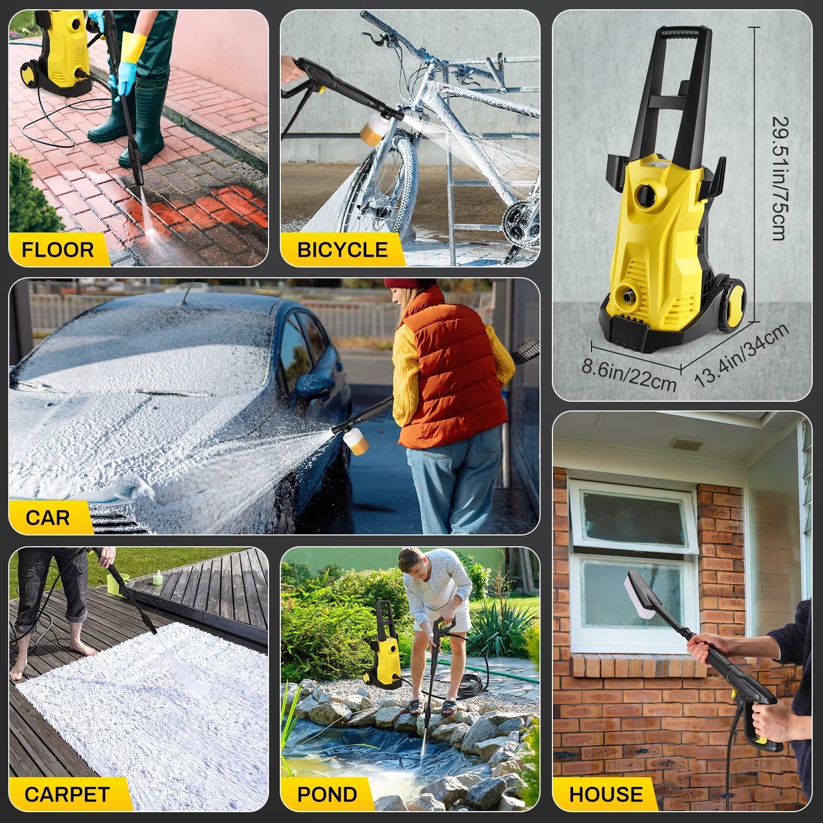 Cordless High Pressure Washer 1500W 120Bar Portable Car Wash Gun