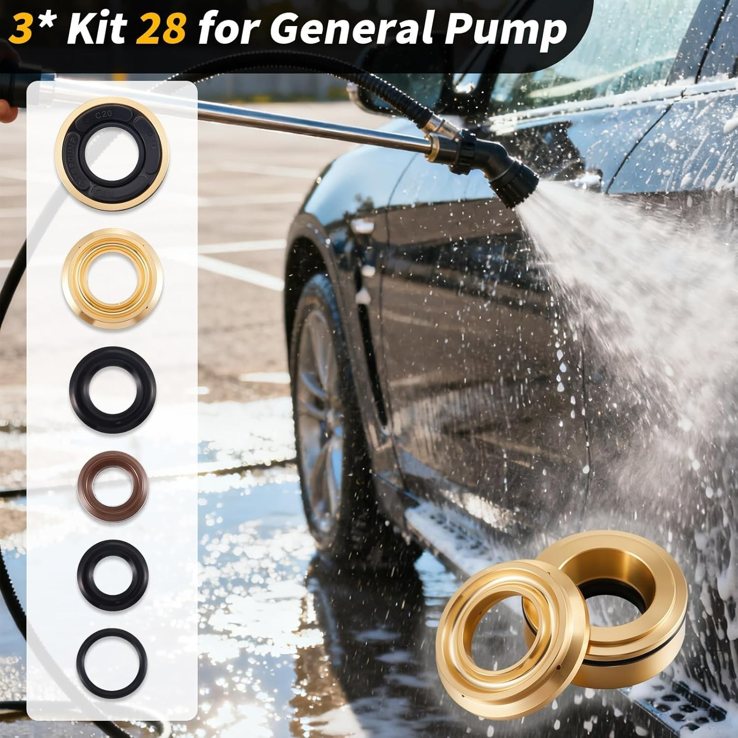 Rebuild 20mm Kit Pressure Washer Pump Rebuild Kit Compatible with General Pump