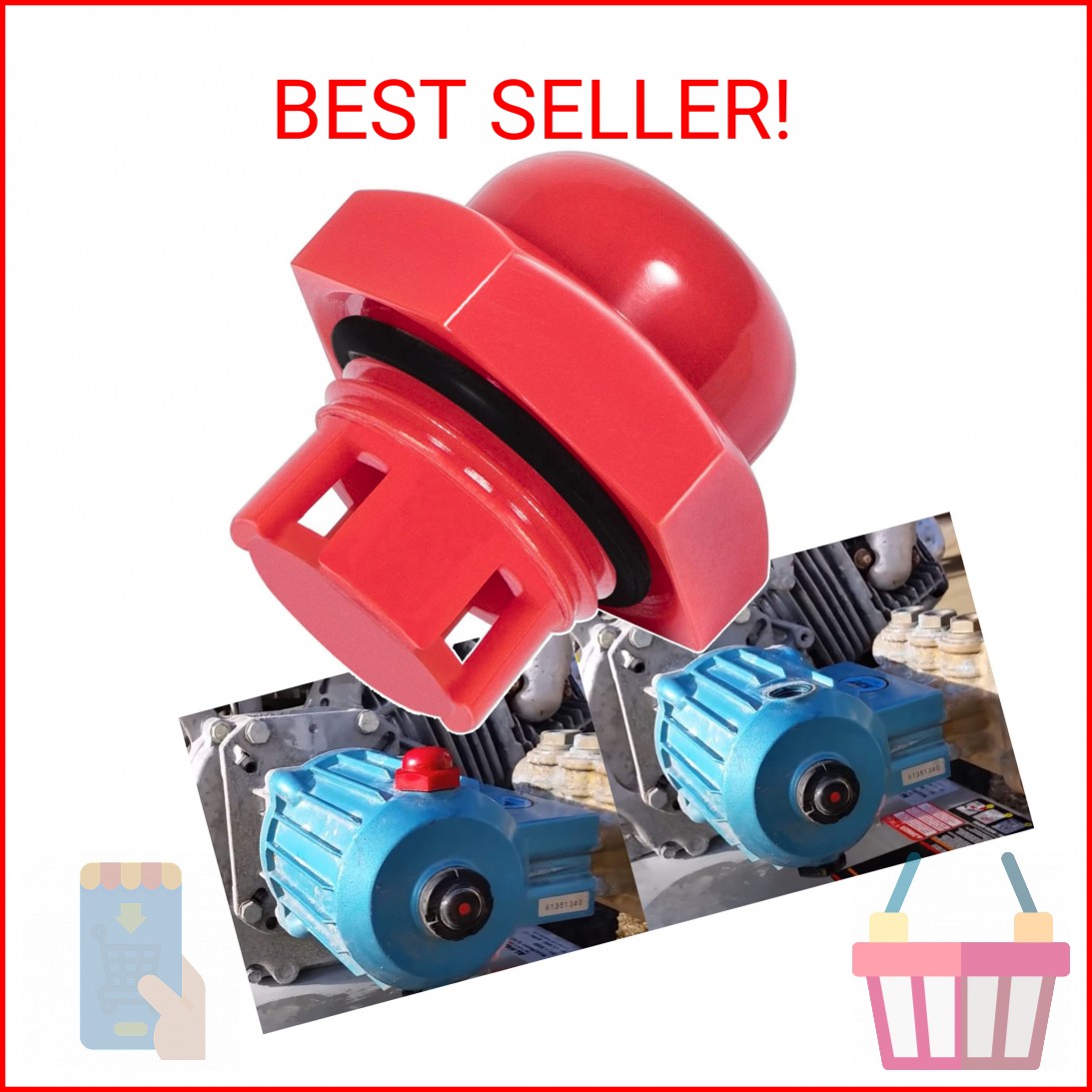 514009761 547961 Oil Fill Cap with O-Ring Seal Replacement for Cat Pumps Pressur