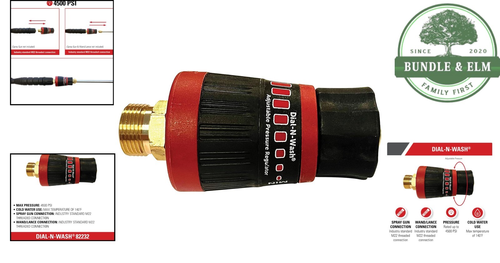 Aluminum Pressure Regulator with M22 Quick Connect for Gas or Electric Washers