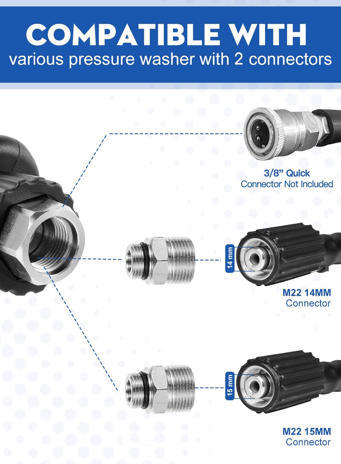 Short Pressure Washer , 5000 PSI Max Swivel High Pressure Washer Extension Wa…